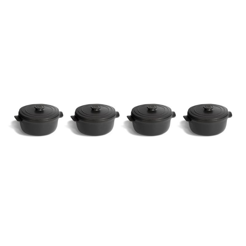 Set of 4 'Solo' mini ceramic casseroles - Basalt